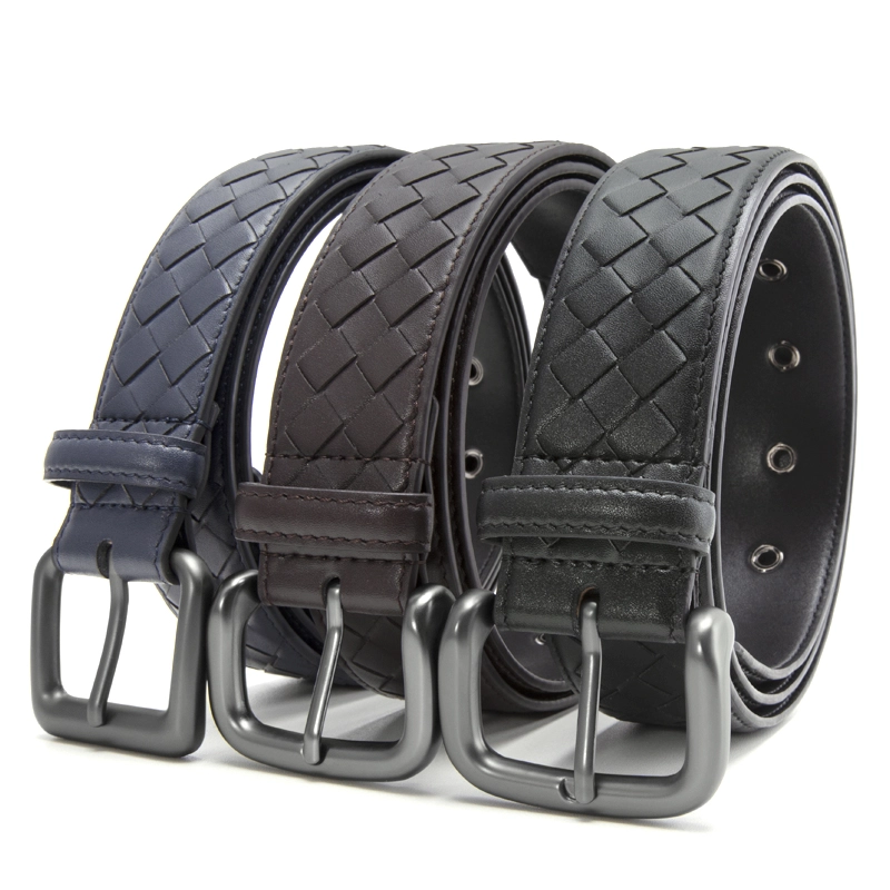 Leather Woven Belt Mens 01