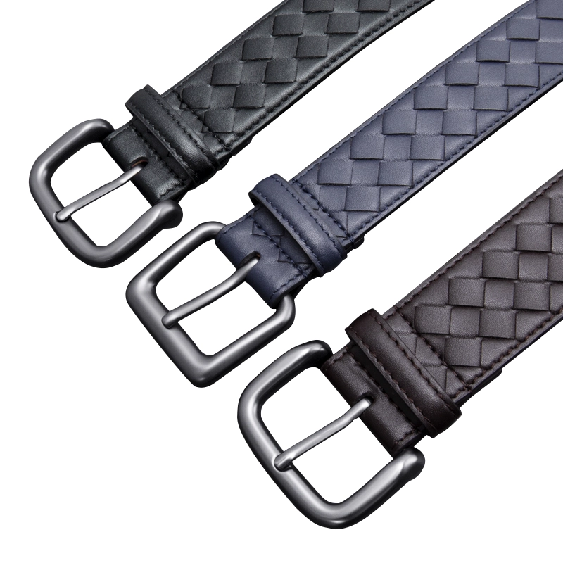 Leather Woven Belt Mens 03