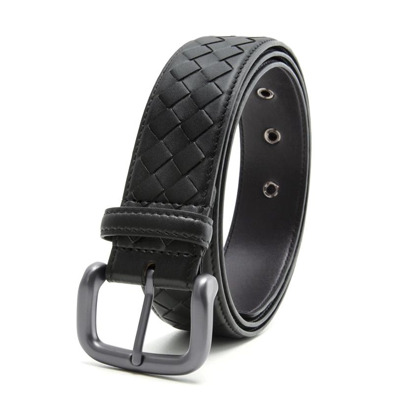 Leather Woven Belt Mens 04