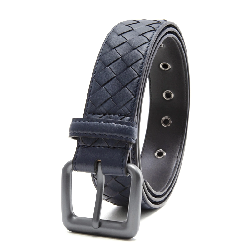 Leather Woven Belt Mens 05