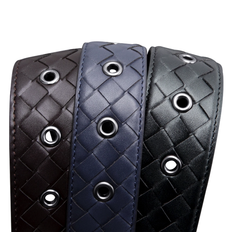 Leather Woven Belt Mens 06