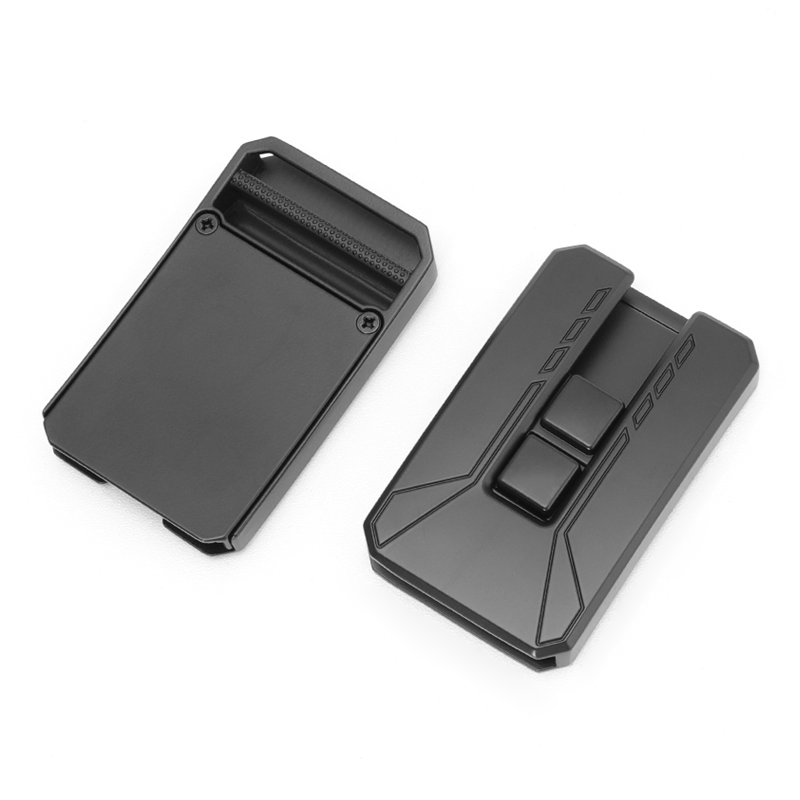 Black slide buckle with quick release mechanism and adjustment structure
