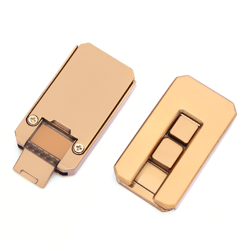 Gold-tone slide buckle with distinctive exterior design for casual belts